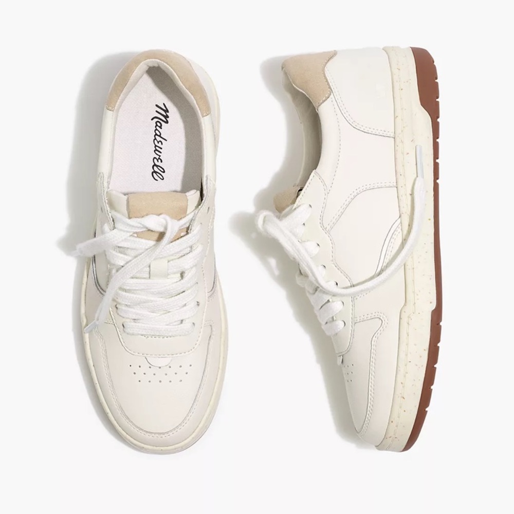 Court Sneakers in White Leather (Size 9) - Brand New